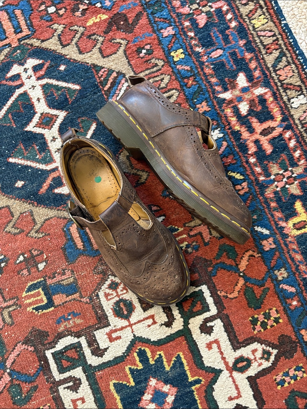 Dr. Martens Brown leather Wingtip Combat Mary Jane  cut out shoes size 8.5